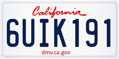 CA license plate 6UIK191