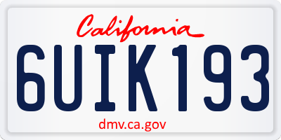 CA license plate 6UIK193