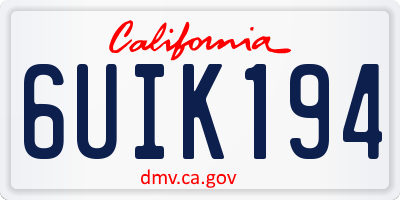 CA license plate 6UIK194