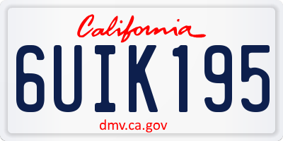 CA license plate 6UIK195