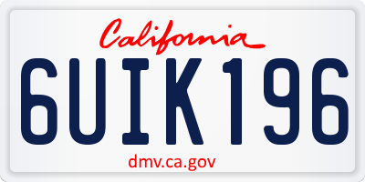 CA license plate 6UIK196