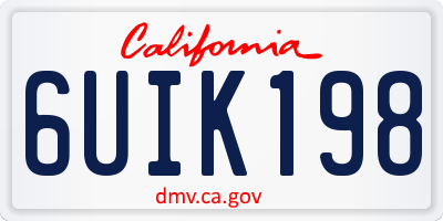 CA license plate 6UIK198