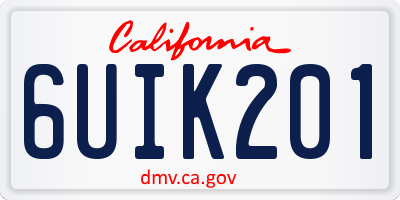 CA license plate 6UIK201