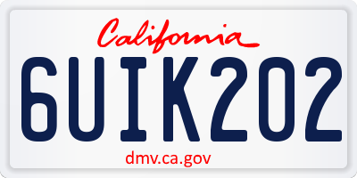 CA license plate 6UIK202