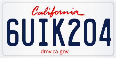 CA license plate 6UIK204