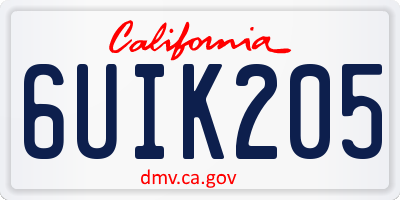 CA license plate 6UIK205