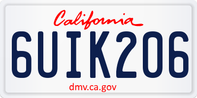 CA license plate 6UIK206