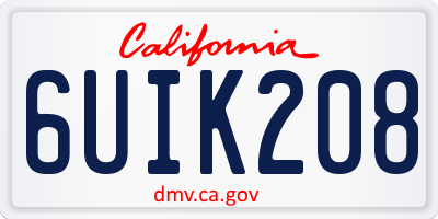 CA license plate 6UIK208
