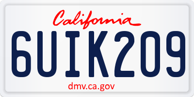 CA license plate 6UIK209