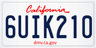 CA license plate 6UIK210