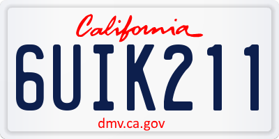 CA license plate 6UIK211