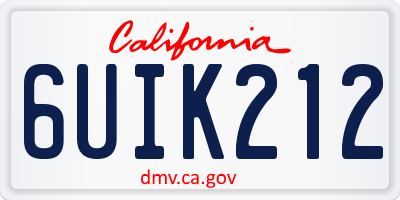 CA license plate 6UIK212