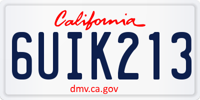CA license plate 6UIK213