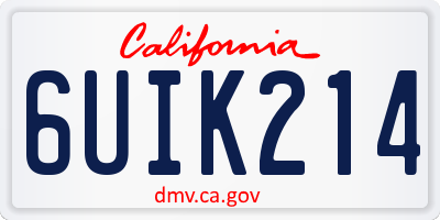CA license plate 6UIK214