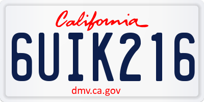 CA license plate 6UIK216