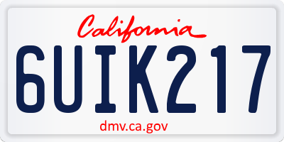 CA license plate 6UIK217