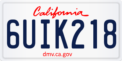 CA license plate 6UIK218