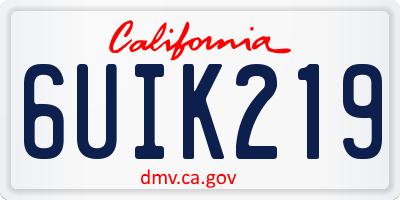 CA license plate 6UIK219