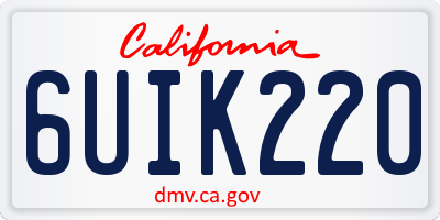 CA license plate 6UIK220