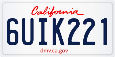 CA license plate 6UIK221