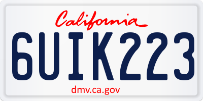 CA license plate 6UIK223