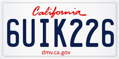 CA license plate 6UIK226