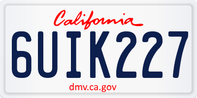 CA license plate 6UIK227