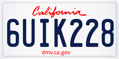 CA license plate 6UIK228