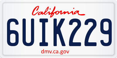 CA license plate 6UIK229