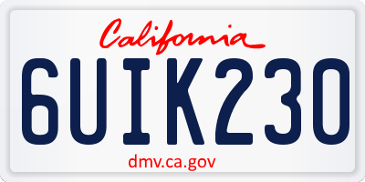 CA license plate 6UIK230