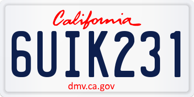 CA license plate 6UIK231