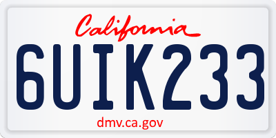 CA license plate 6UIK233