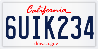 CA license plate 6UIK234