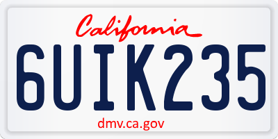 CA license plate 6UIK235