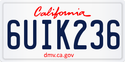 CA license plate 6UIK236