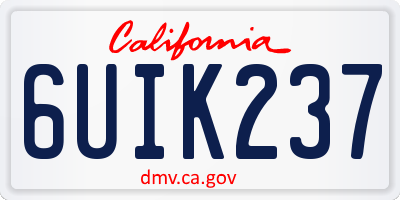 CA license plate 6UIK237