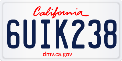 CA license plate 6UIK238