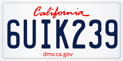 CA license plate 6UIK239