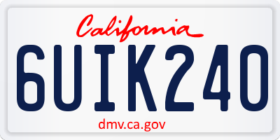 CA license plate 6UIK240