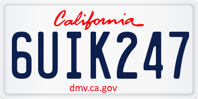CA license plate 6UIK247