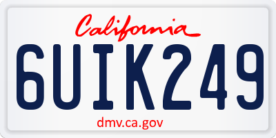 CA license plate 6UIK249