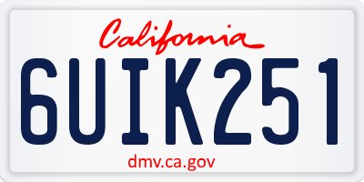 CA license plate 6UIK251