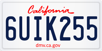 CA license plate 6UIK255