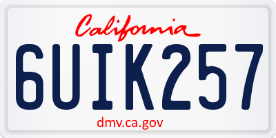 CA license plate 6UIK257