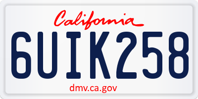 CA license plate 6UIK258