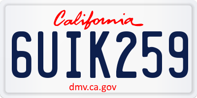 CA license plate 6UIK259