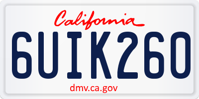 CA license plate 6UIK260