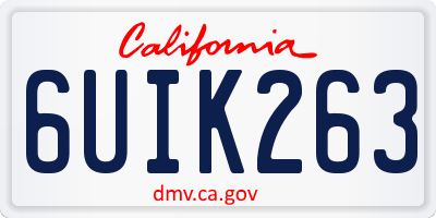 CA license plate 6UIK263