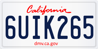 CA license plate 6UIK265