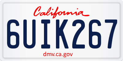 CA license plate 6UIK267